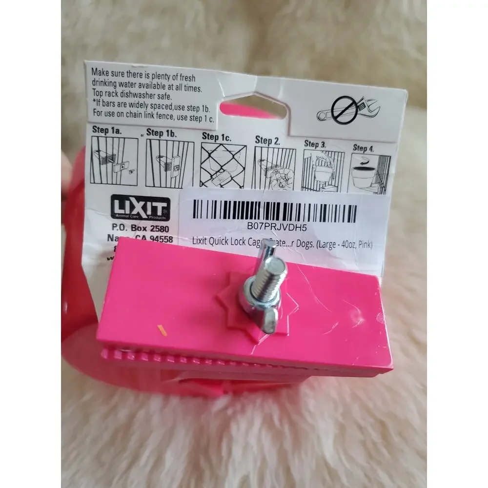 Dog Carrier Cage Crock Pink Colored 40oz Lixit - BRAND NEW!